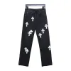 Bstsneaker-Chrome Hearts Leather Cross Denim Jeans white 190