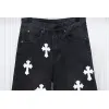 Bstsneaker-Chrome Hearts Leather Cross Denim Jeans white 190