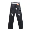 Bstsneaker-Chrome Hearts Leather Cross Denim Jeans white 190