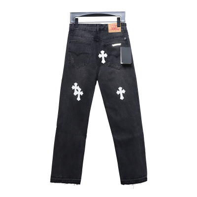 Bstsneaker-Chrome Hearts Leather Cross Denim Jeans 200 02
