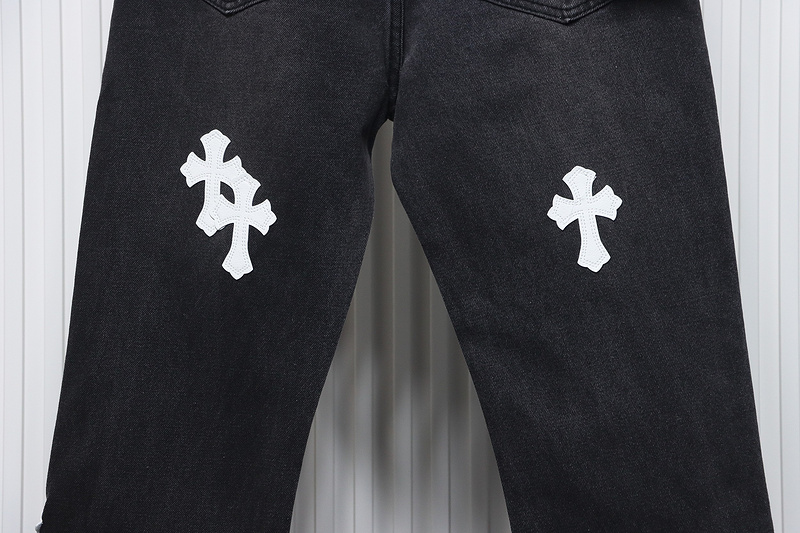 Bstsneaker-Chrome Hearts Leather Cross Denim Jeans 200