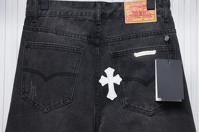 Bstsneaker-Chrome Hearts Leather Cross Denim Jeans 200