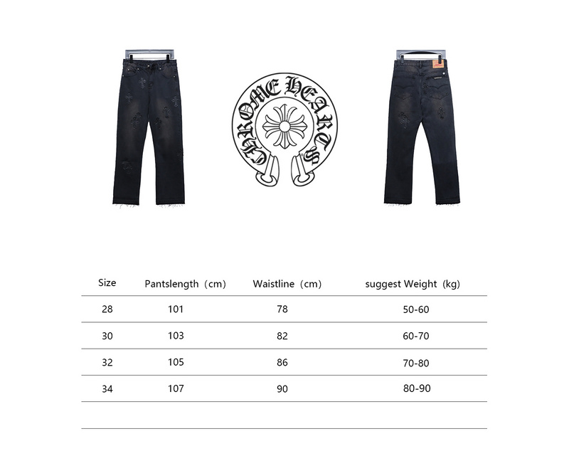 Bstsneaker-Chrome Hearts Leather Cross Denim Jeans  All Black 200