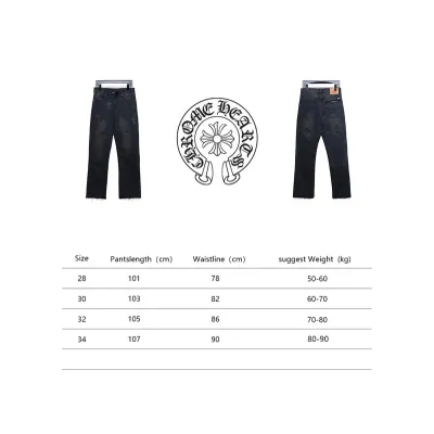 Bstsneaker-Chrome Hearts Leather Cross Denim Jeans white 190 02