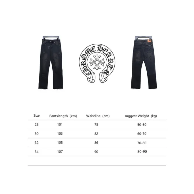 Bstsneaker-Chrome Hearts Leather Cross Denim Jeans  All Black 190