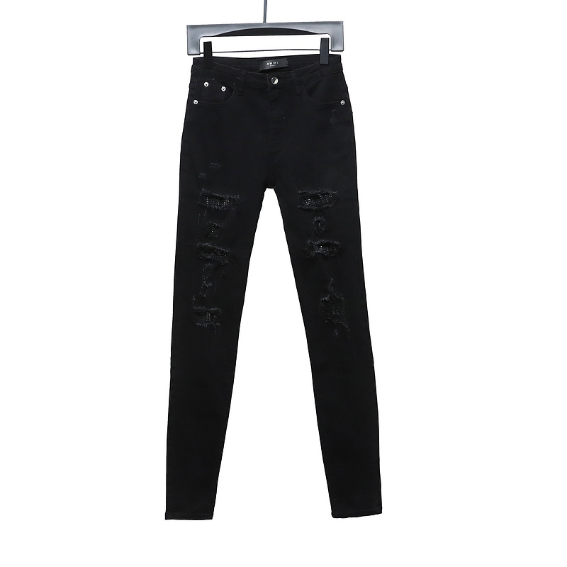 Bstsneaker-AMIRI black ripped diamond high street jeans 210