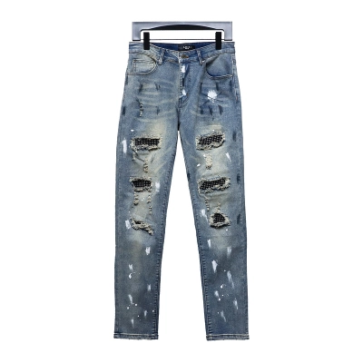 Bstsneaker-AMIRI ink-splashed rhinestone jeans 190 01