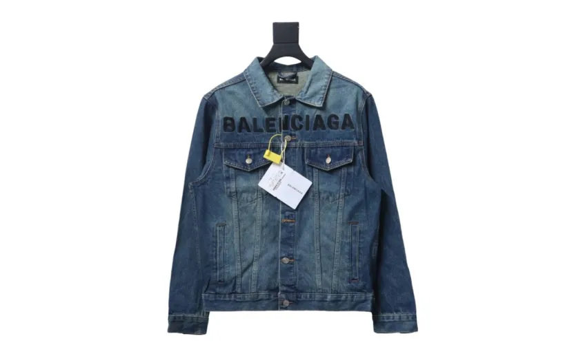 Bstsneaker-Balenciaga embroidered denim jacket blue 220