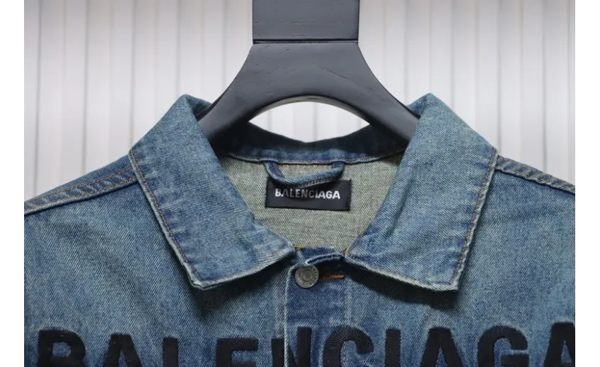 Bstsneaker-Balenciaga embroidered denim jacket blue 220