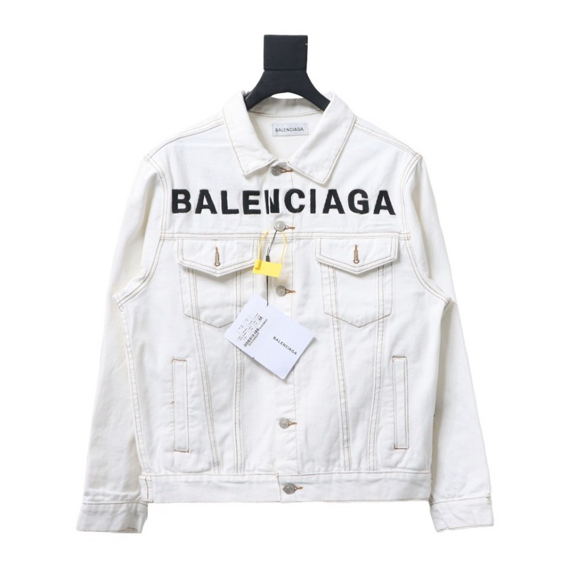 Bstsneaker-Balenciaga embroidered denim jacket white 220