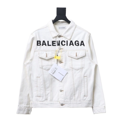 Bstsneaker-Balenciaga embroidered denim jacket white 220 01