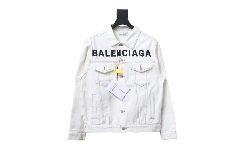 Bstsneaker-Balenciaga embroidered denim jacket white 220