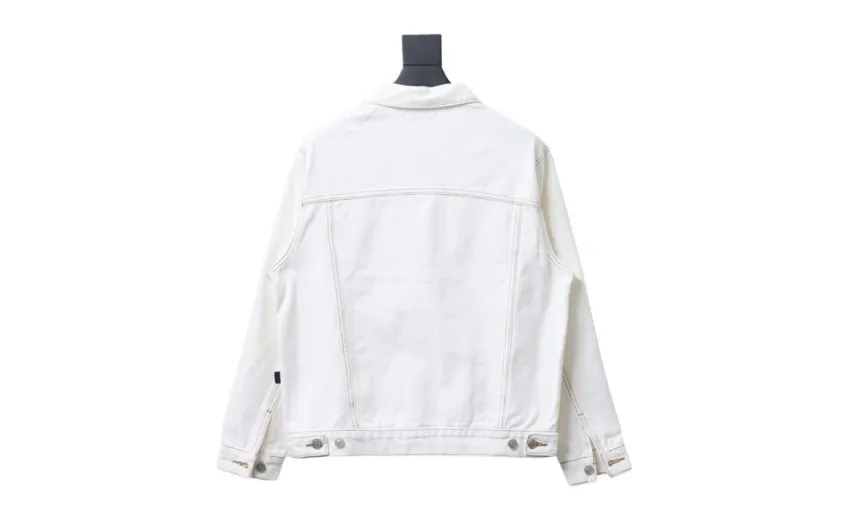 Bstsneaker-Balenciaga embroidered denim jacket white 220