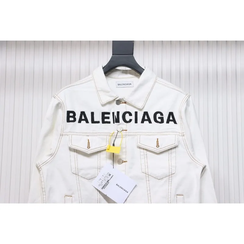 Bstsneaker-Balenciaga embroidered denim jacket white 220