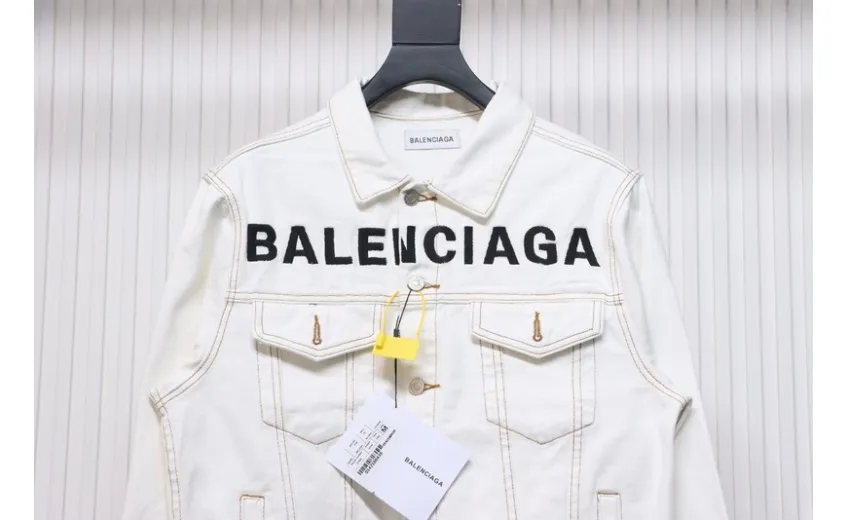 Bstsneaker-Balenciaga embroidered denim jacket white 220