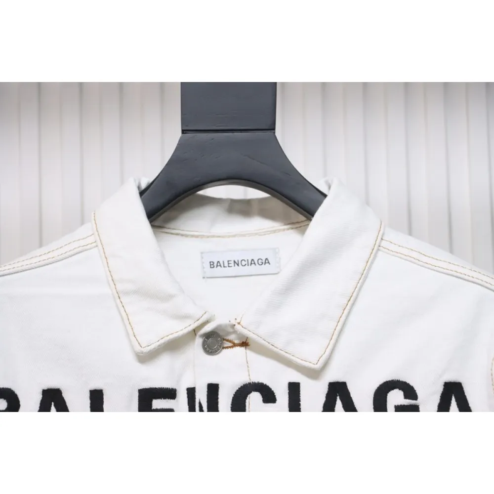 Bstsneaker-Balenciaga embroidered denim jacket white 220