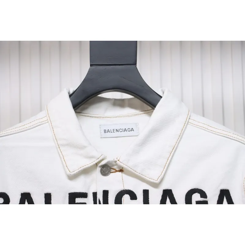 Bstsneaker-Balenciaga embroidered denim jacket white 220