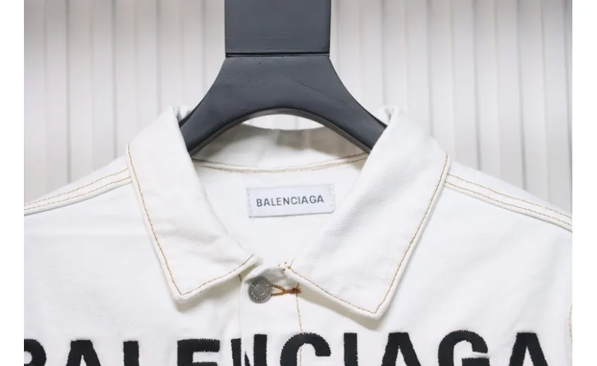 Bstsneaker-Balenciaga embroidered denim jacket white 220