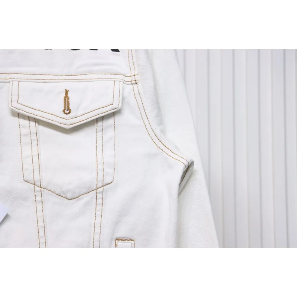 Bstsneaker-Balenciaga embroidered denim jacket white 220