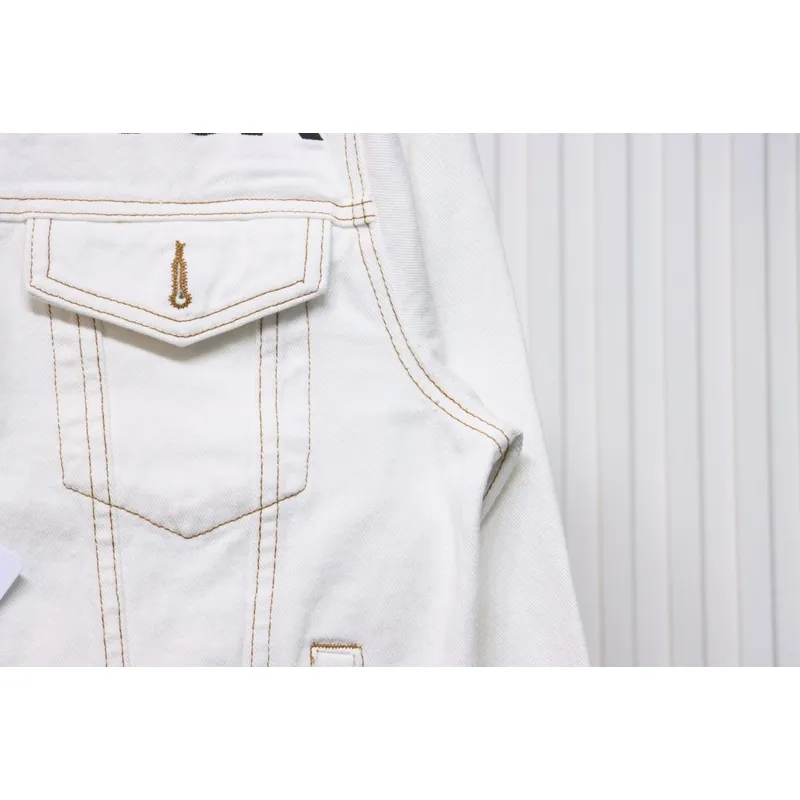 Bstsneaker-Balenciaga embroidered denim jacket white 220
