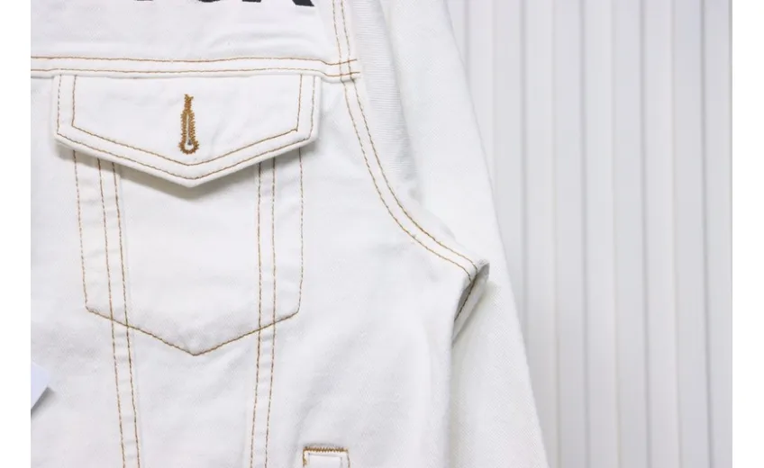 Bstsneaker-Balenciaga embroidered denim jacket white 220