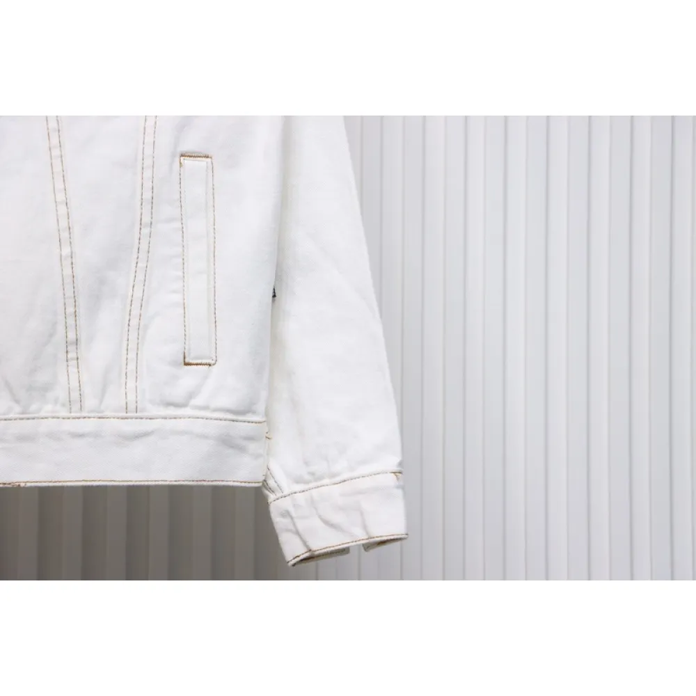 Bstsneaker-Balenciaga embroidered denim jacket white 220