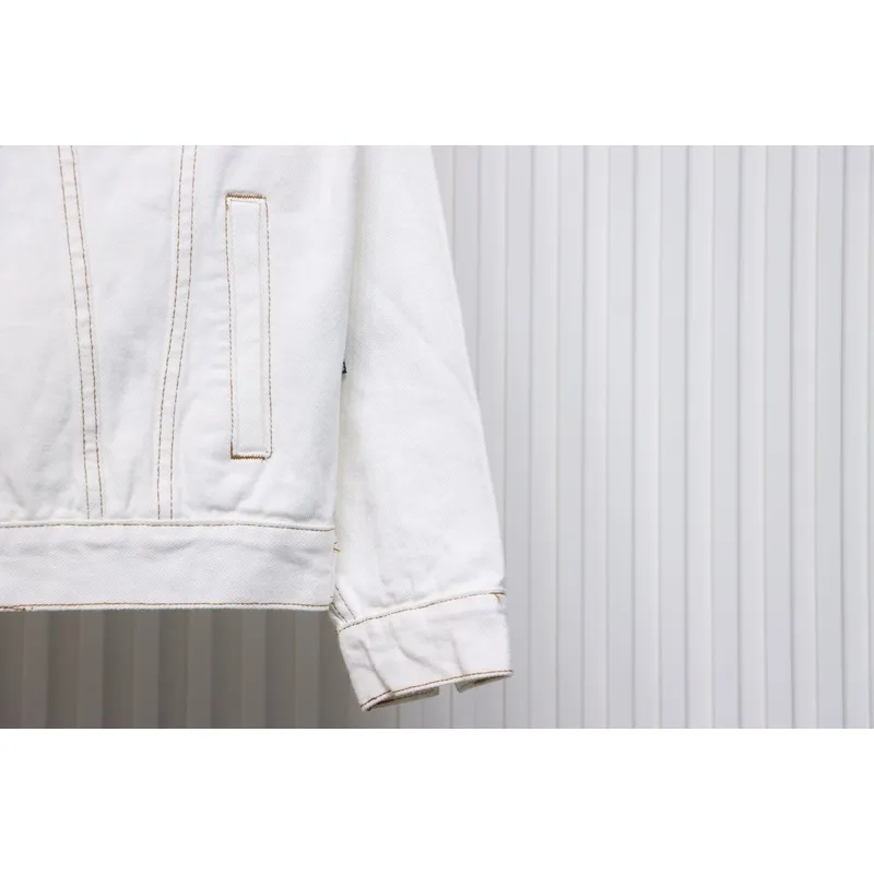 Bstsneaker-Balenciaga embroidered denim jacket white 220