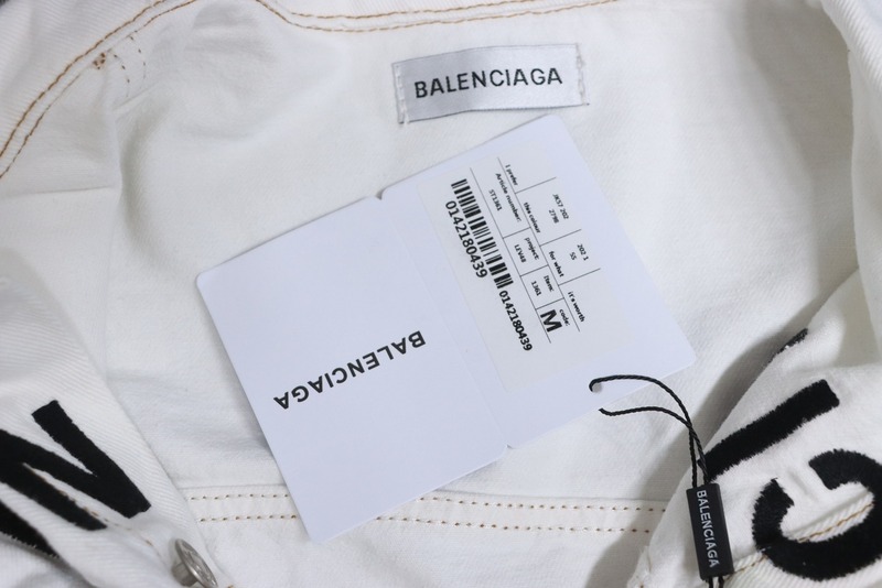 Bstsneaker-Balenciaga embroidered denim jacket white 220