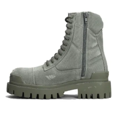 Balenciaga Strike 2MM Lace-up Boots in Military Green 01