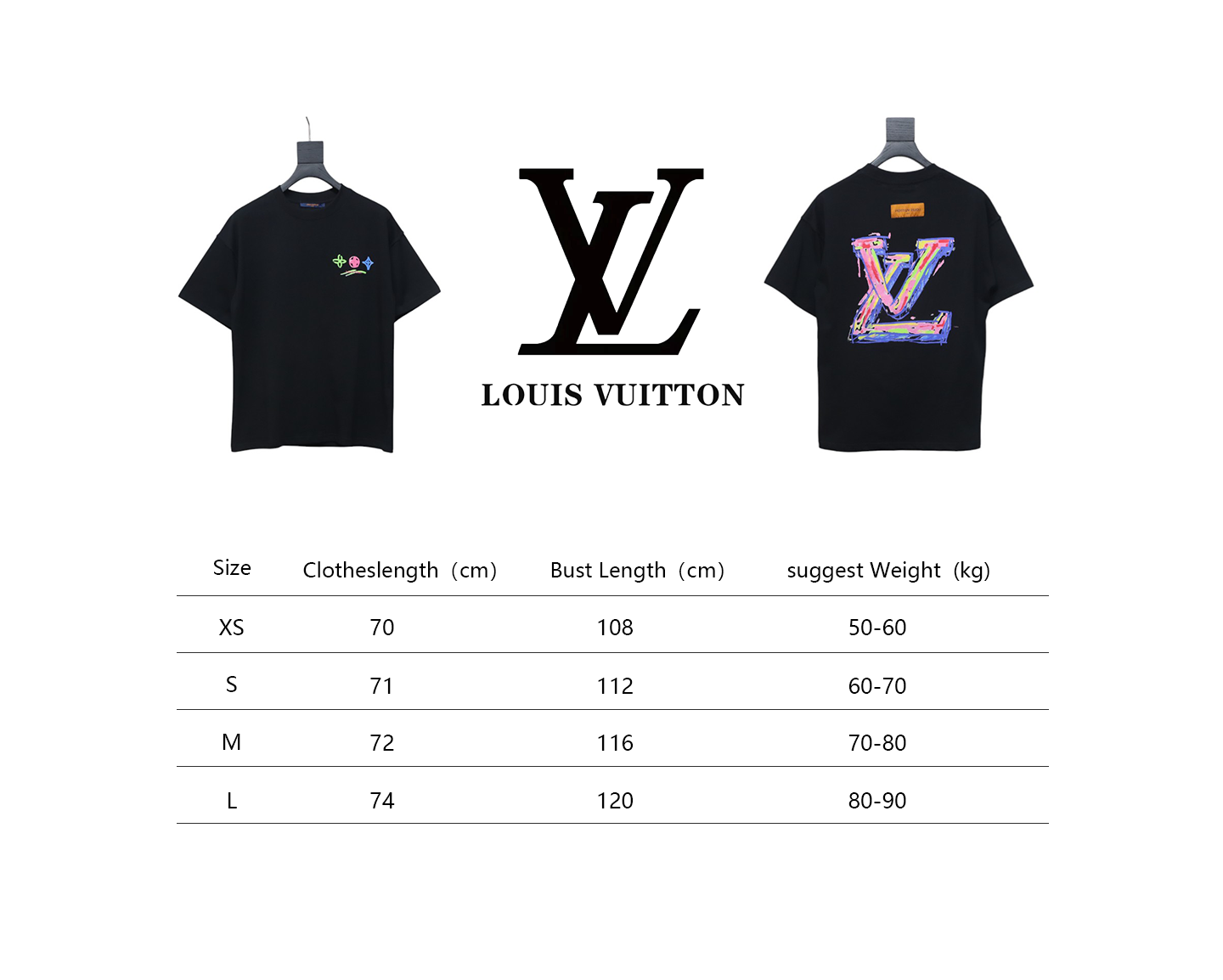 Bstsneaker-Louis Vuitton logo print black T-shirt 120