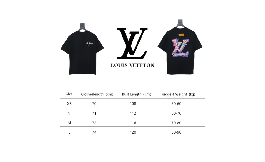Bstsneaker-Louis Vuitton logo print black T-shirt 120