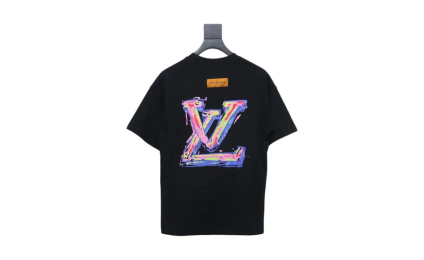 Bstsneaker-Louis Vuitton logo print black T-shirt 120