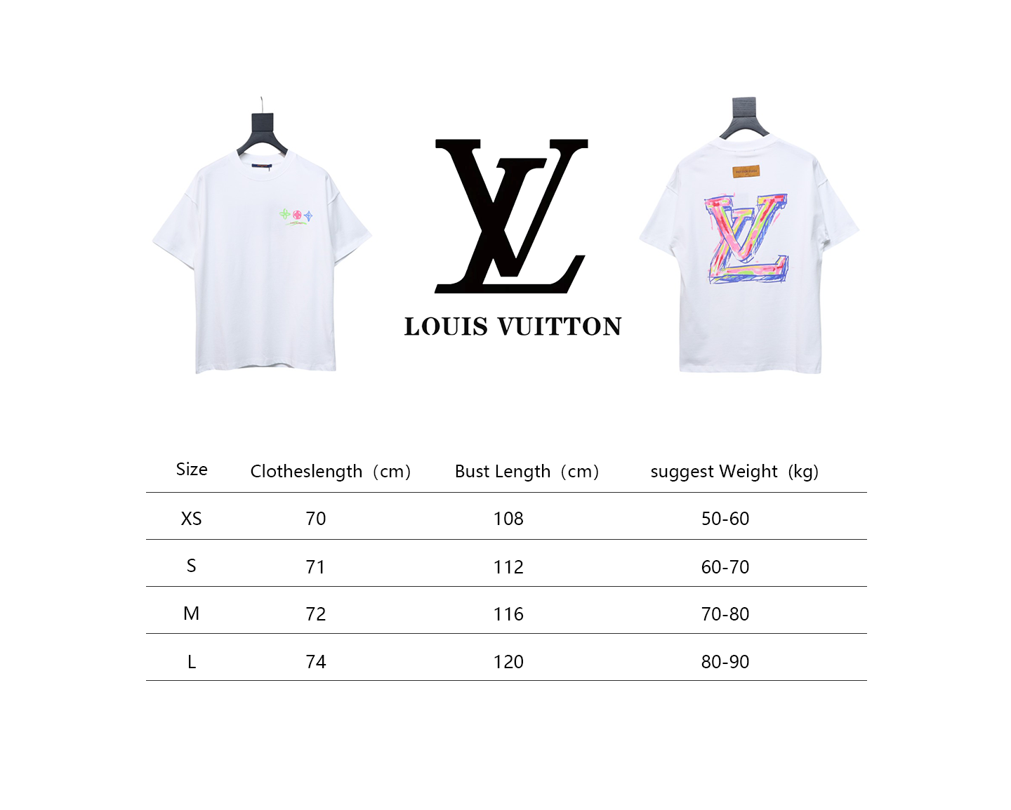 Bstsneaker-Louis Vuitton logo print White T-shirt 120