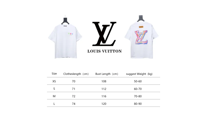 Bstsneaker-Louis Vuitton logo print White T-shirt 120