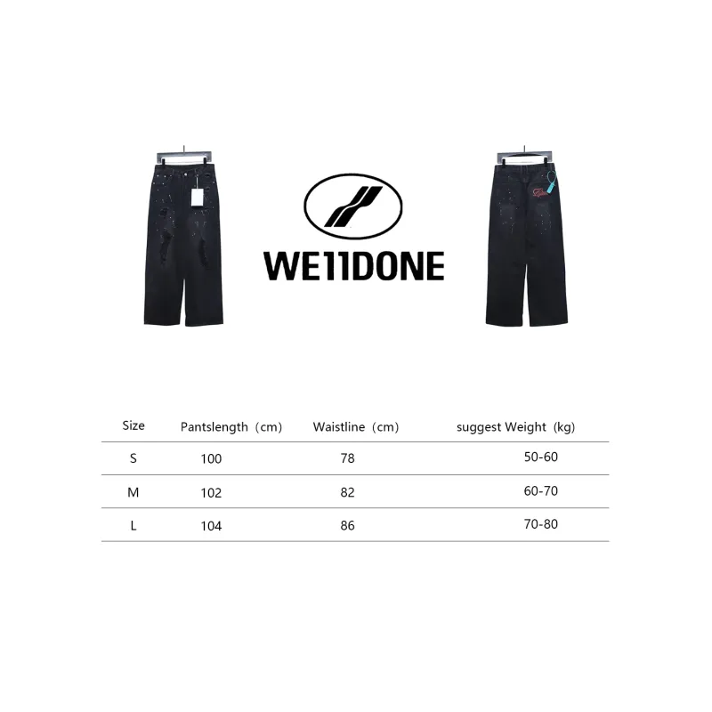 Bstsneaker-Welldone Heart Letter Ripped Baggy Jeans 230