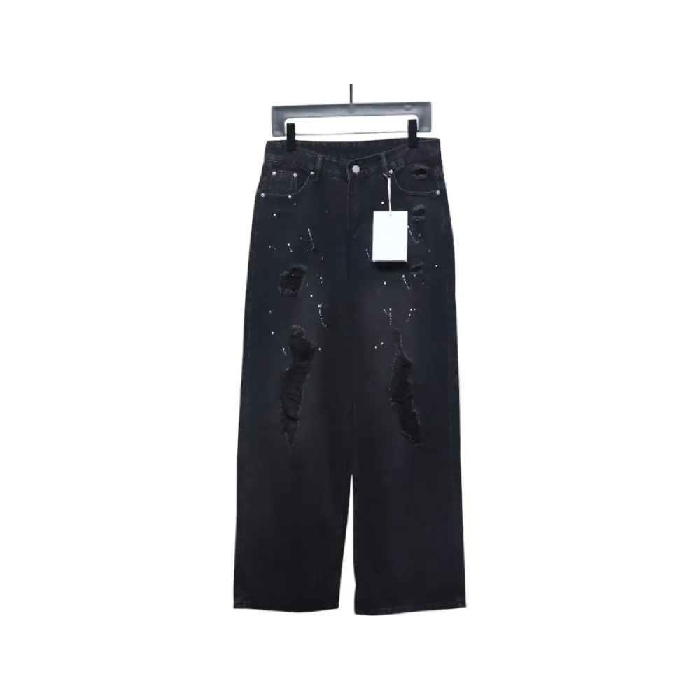 Bstsneaker-Welldone Heart Letter Ripped Baggy Jeans 230