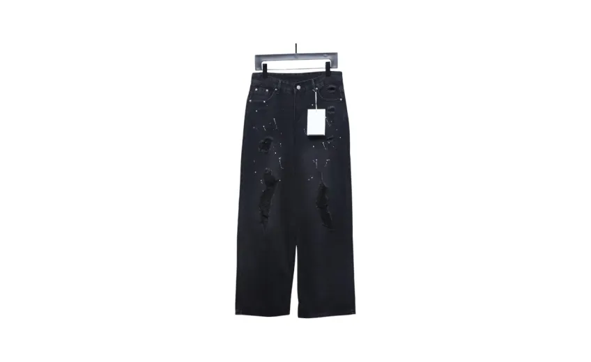 Bstsneaker-Welldone Heart Letter Ripped Baggy Jeans 230
