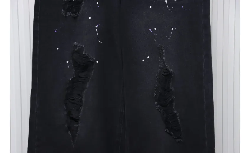 Bstsneaker-Welldone Heart Letter Ripped Baggy Jeans 230