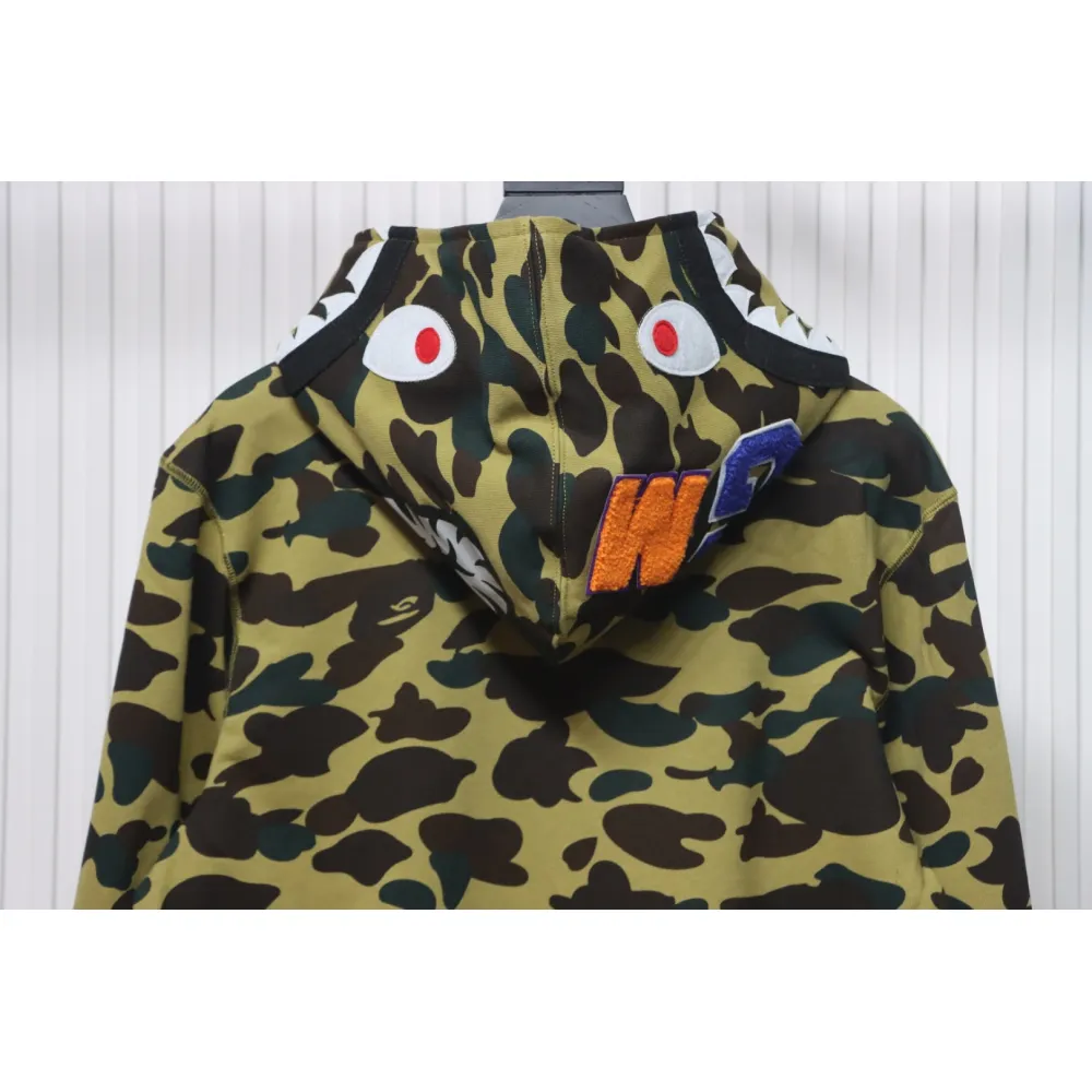 Bstsneaker-BAPE Cloro Camo Shark Full Zip Hoodie Green FW18