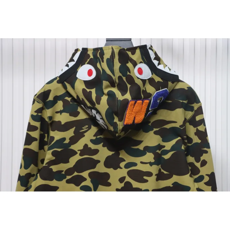 Bstsneaker-BAPE Cloro Camo Shark Full Zip Hoodie Green FW18