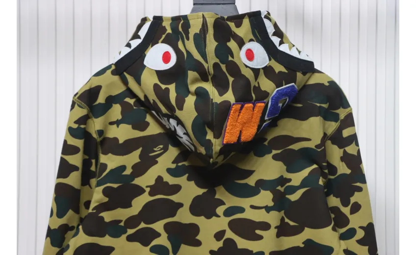 Bstsneaker-BAPE Cloro Camo Shark Full Zip Hoodie Green FW18