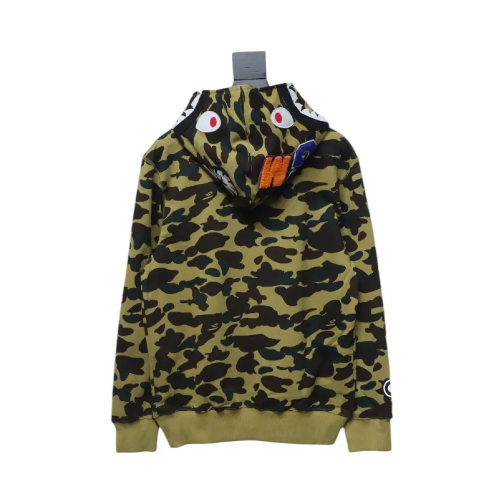 Bstsneaker-BAPE Cloro Camo Shark Full Zip Hoodie Green FW18
