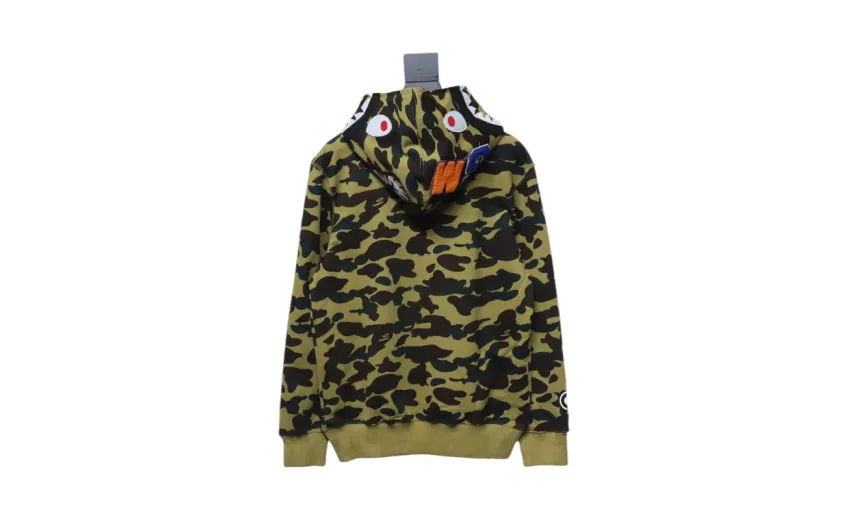 Bstsneaker-BAPE Cloro Camo Shark Full Zip Hoodie Green FW18