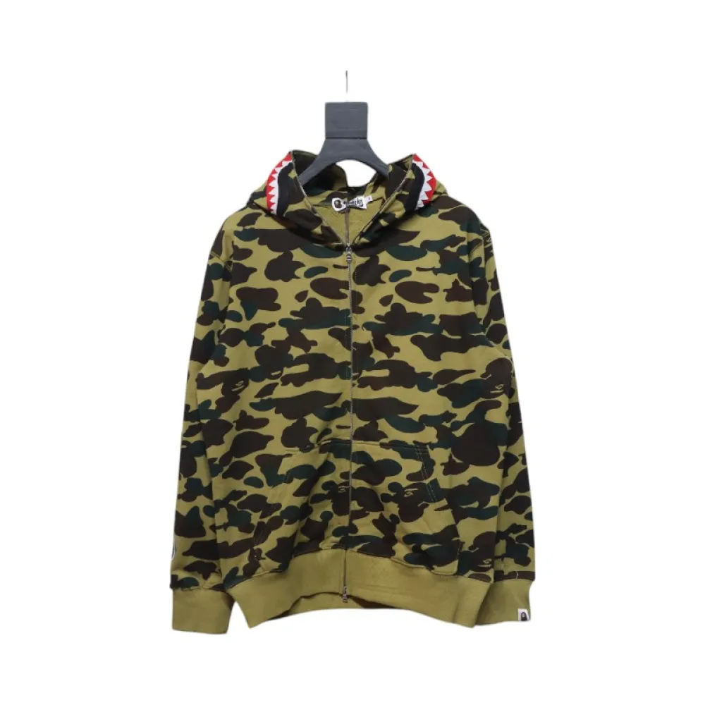 Bstsneaker-BAPE Cloro Camo Shark Full Zip Hoodie Green FW18