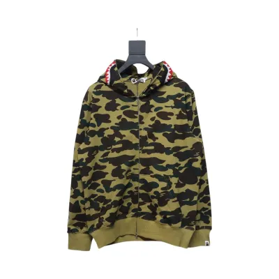 BAPE Cloro Camo Shark Full Zip Hoodie Green FW18 01