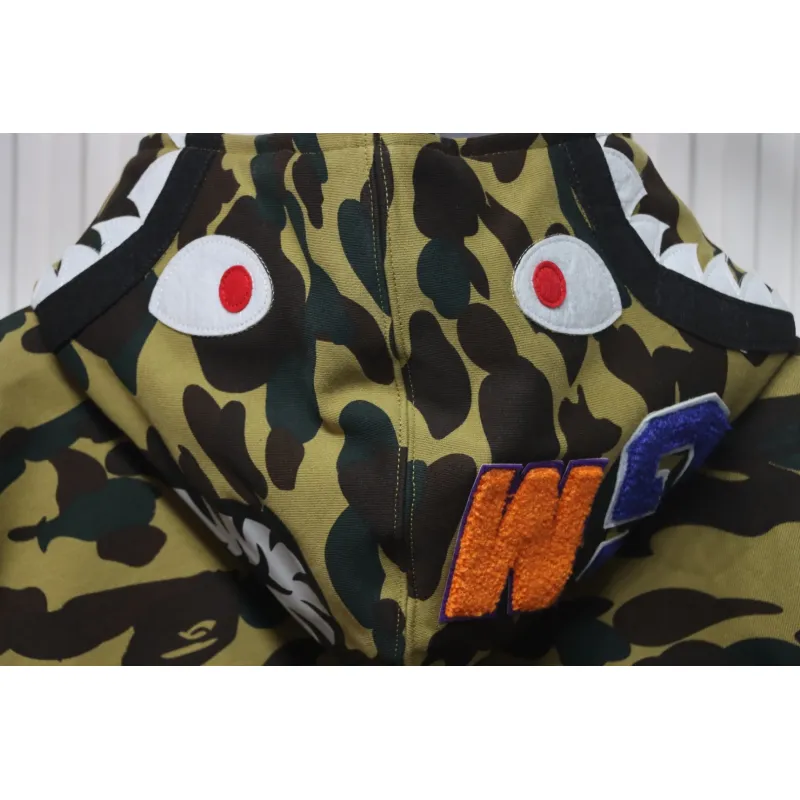 Bstsneaker-BAPE Cloro Camo Shark Full Zip Hoodie Green FW18