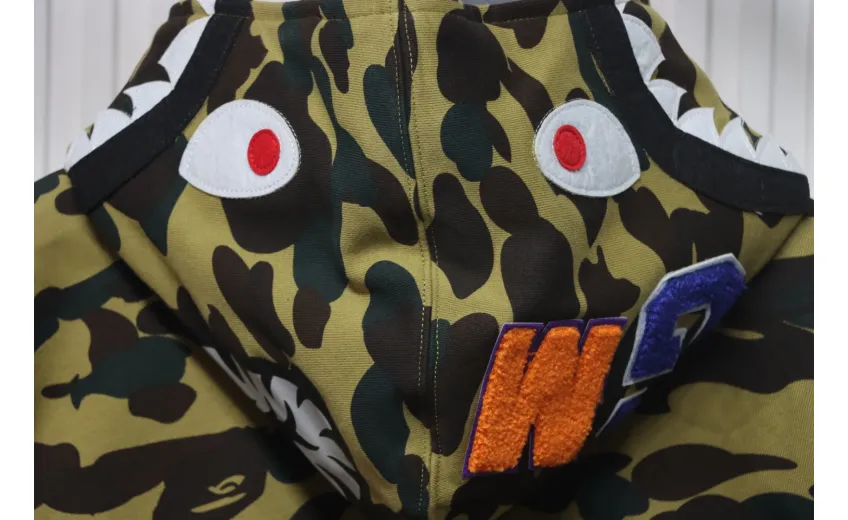 Bstsneaker-BAPE Cloro Camo Shark Full Zip Hoodie Green FW18