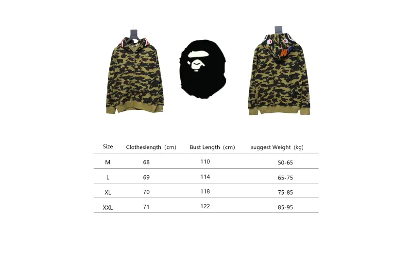 Bstsneaker-BAPE Cloro Camo Shark Full Zip Hoodie Green FW18
