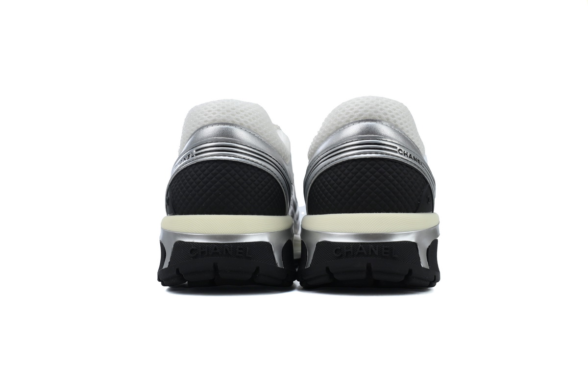 Bstsneaker-Chanel Fabric Laminated Low Top Sneakers Silver Black G39794 Y56368 K5451