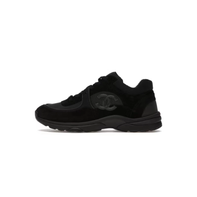 Bstsneaker-Chanel Triple Black Chanel CC Logo Low Top 01